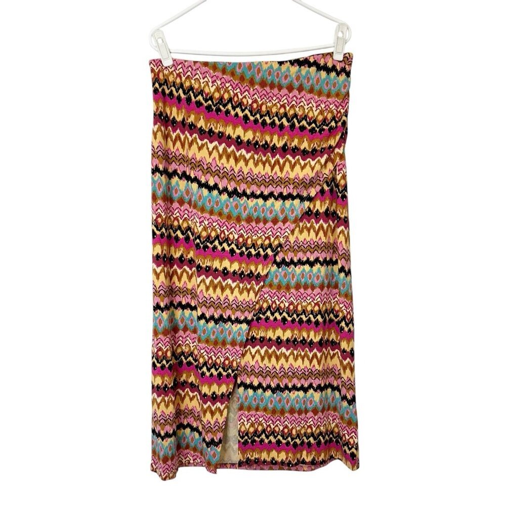 Boden Jersey Midi Skirt Womens Size 12 Side Split Multicolor